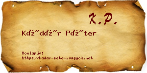 Kádár Péter névjegykártya